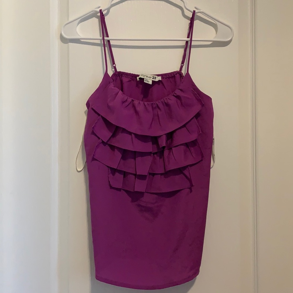 Forever 21 Magenta ruffled tank top size S